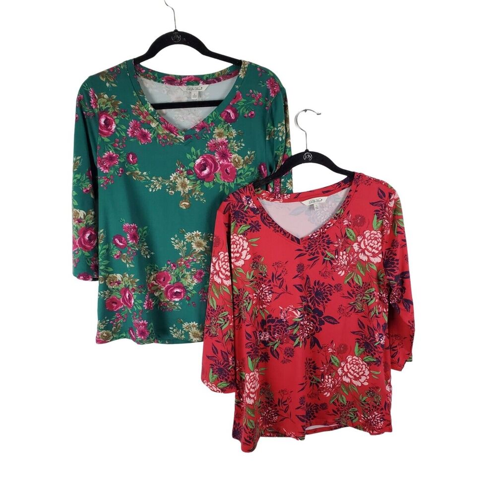 The Pioneer Women Long Sleeve Top Bundle Small Womens Floral V Neck Lot Of 2 Top